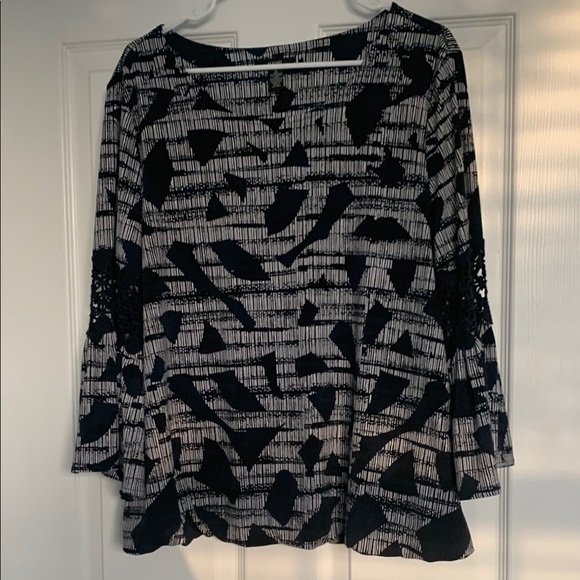 Alfani Navy and White Patterned Blouse - Picture 1 of 5